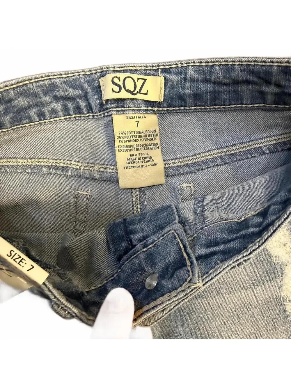 NWT SQZ Blue Jeans with Patch Details